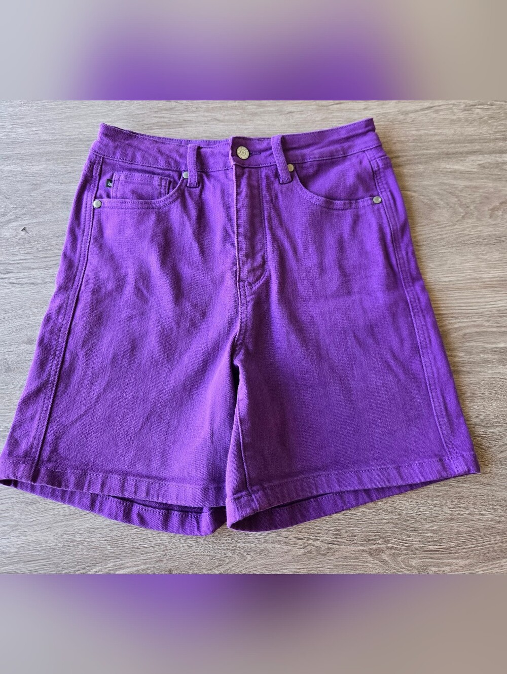Judy Blue High Rise Tummy Control Purple Garment Dyed Shorts - Size M